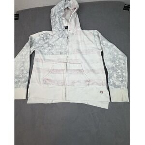 Polo Ralph Lauren Jacket Women Medium Red White Blue Full Zip Hoodie Preppy USA